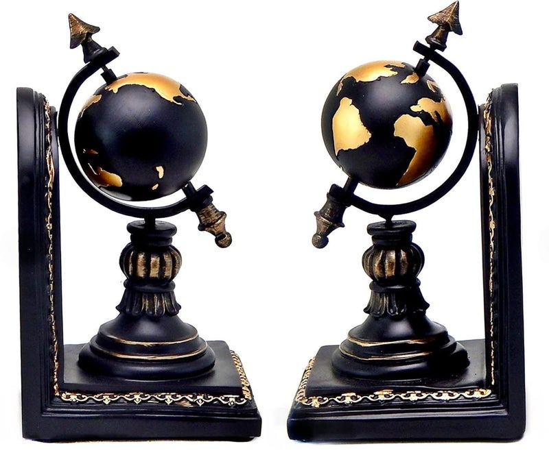 Bellaa Decorative Bookend Globe Arrow Armillary Atlas Celestial Sphere Astronomy Art Vintage Statues Book Ends Heavy Duty Shelf Supports Shelves Stoppers Holder Nonskid - Image 3